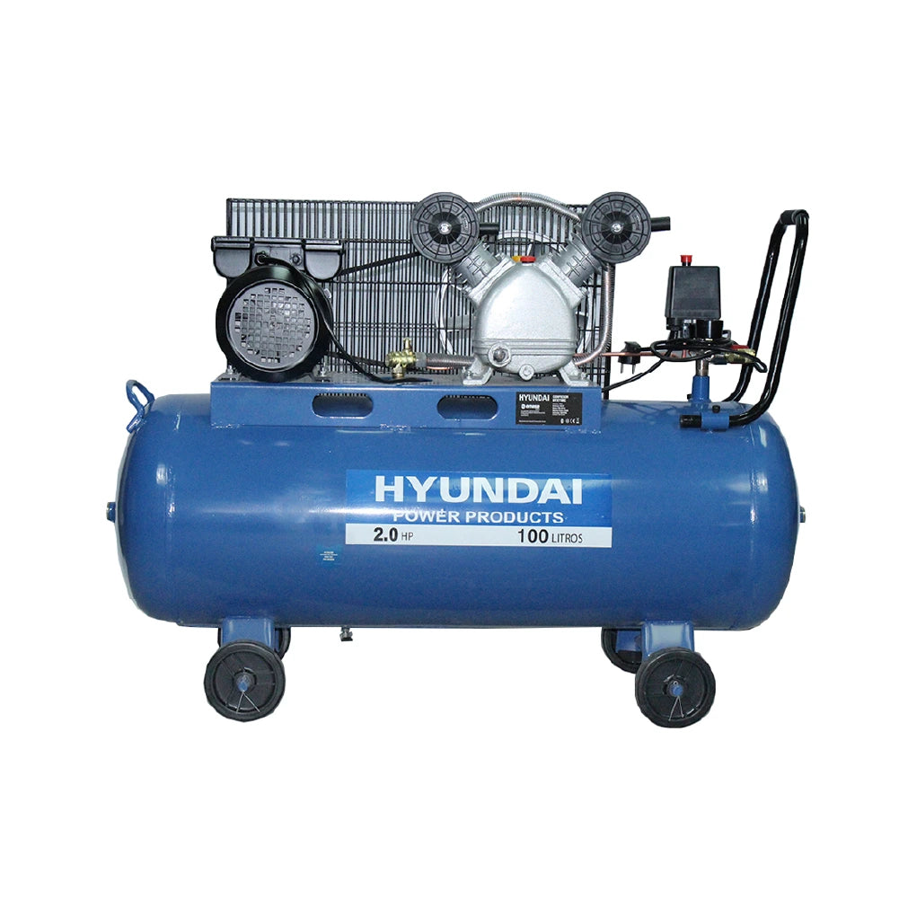 Compresor Hyundai Monofásico 2HP 100L 115psi Correa