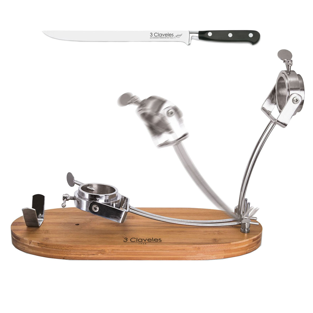 SOPORTE TRES CLAVELES #1733+CUCHILLO JAMONERO 25CM(OF)