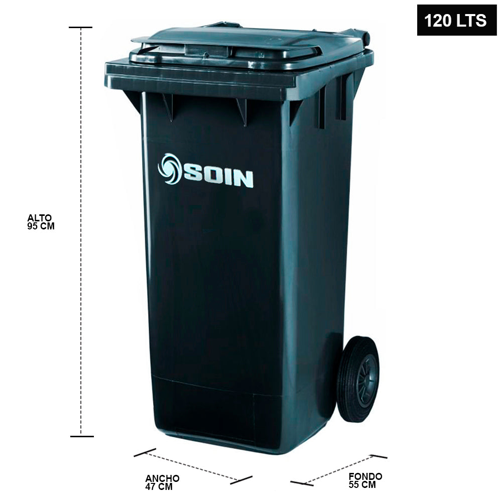 CONTENEDOR DE BASURA CON RUEDAS GRIS 120 LTS.