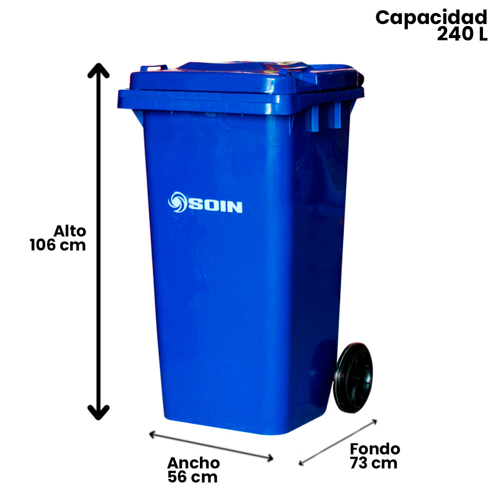 CONTENEDOR DE BASURA CON RUEDAS AZUL 240 LTS.