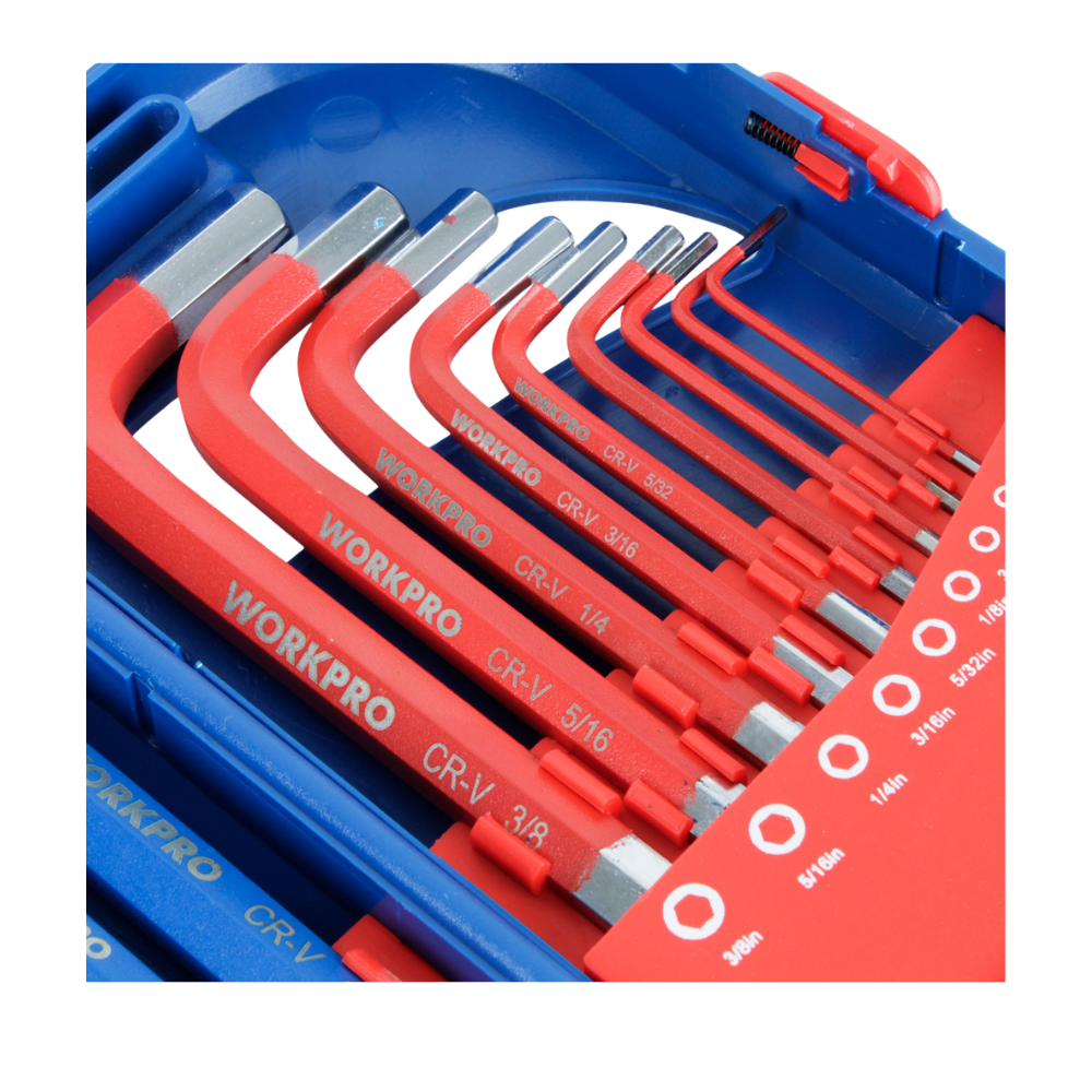 JUEGO DE LLAVES HEXAGONALES PUNTA PLANA 18 PIEZAS