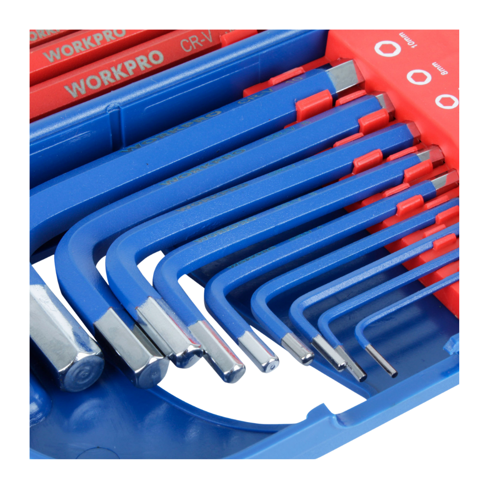 JUEGO DE LLAVES HEXAGONALES PUNTA PLANA 18 PIEZAS