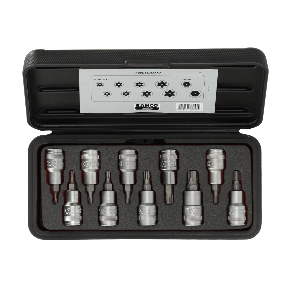 Juego de Dados con puntas para TORX® (estrella) y Phillips de 1/2" BAHCO