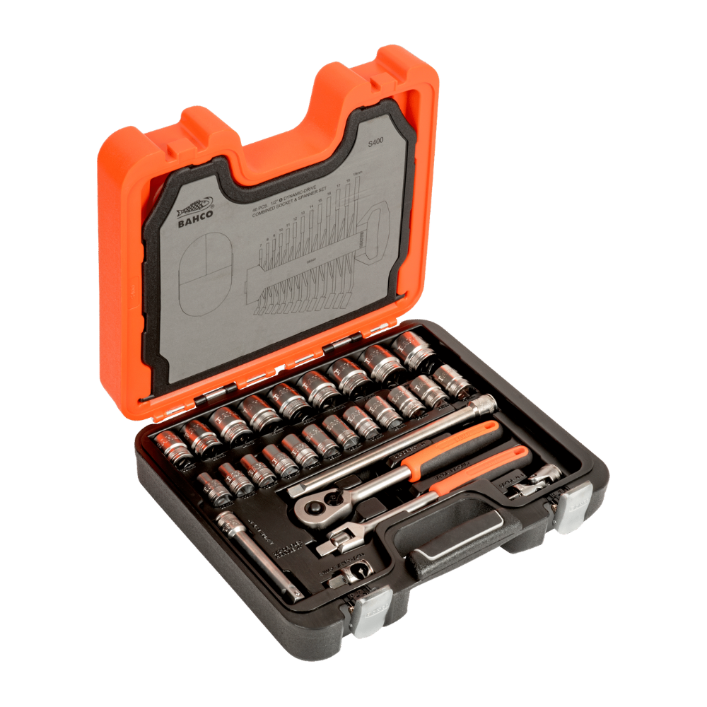 Juego de dados de 1/2" con carraca y llaves Punta y Corona combinadas BAHCO