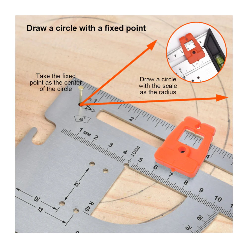 Escuadra multipropósito 12" con nivel HARDEN