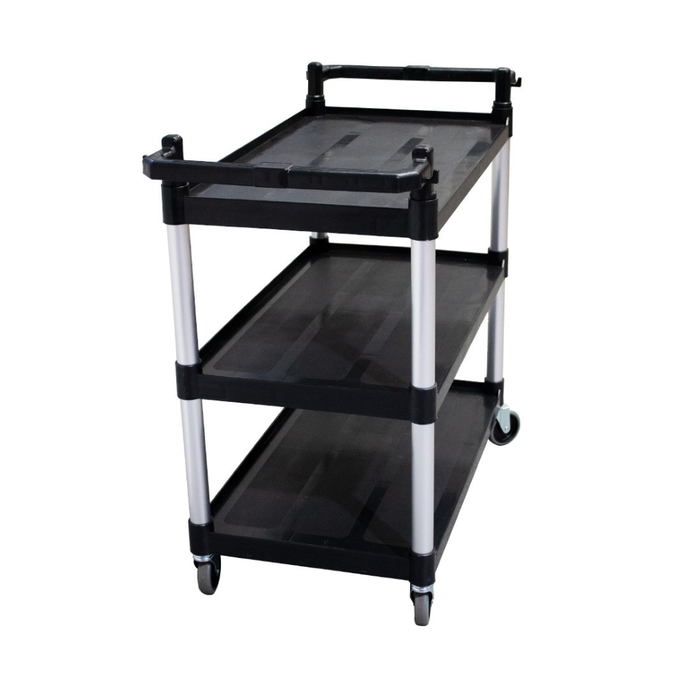 CARRO SERVICIO MULTIUSO NEGRO 3 BANDEJAS 70 KG