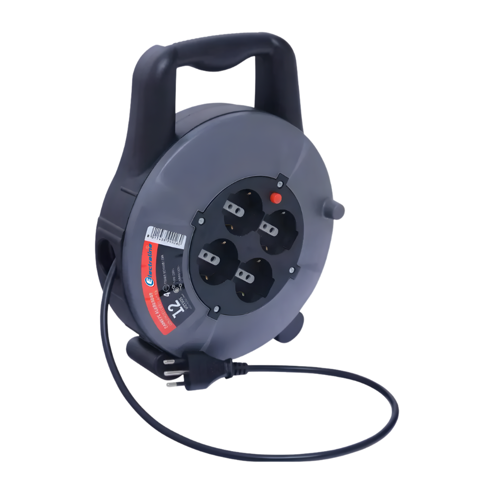 Electraline carrete alargador 4x10A 12 mts/cable 0,75mm