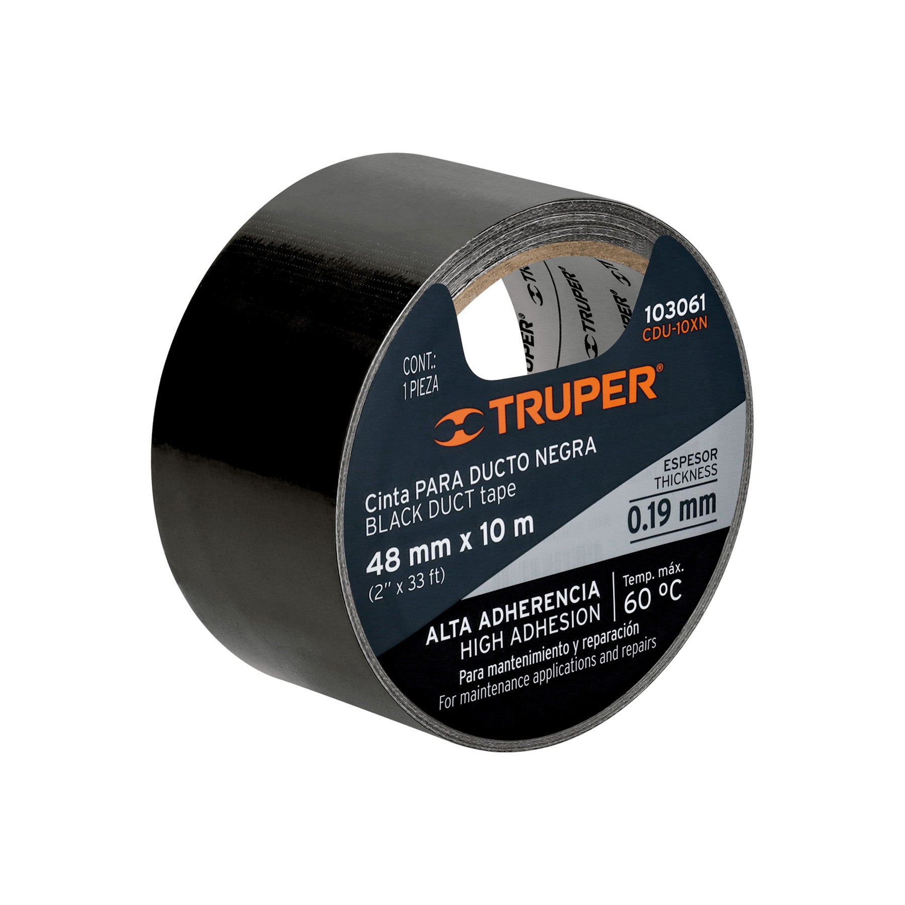 CINTA P/DUCTOS TRUPER NEGRA ADHESIVO TERMOFUSIBLE (PQTE 6 ROLLOS) #CDU-10XN (103061)