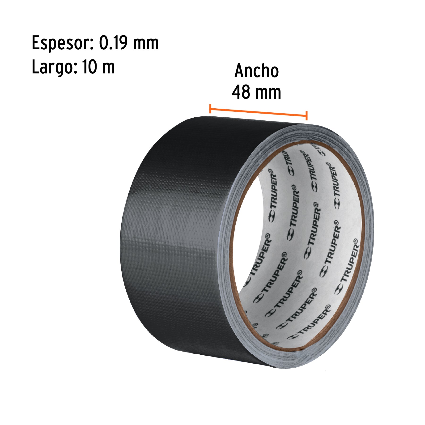 CINTA P/DUCTOS TRUPER NEGRA ADHESIVO TERMOFUSIBLE (PQTE 6 ROLLOS) #CDU-10XN (103061)