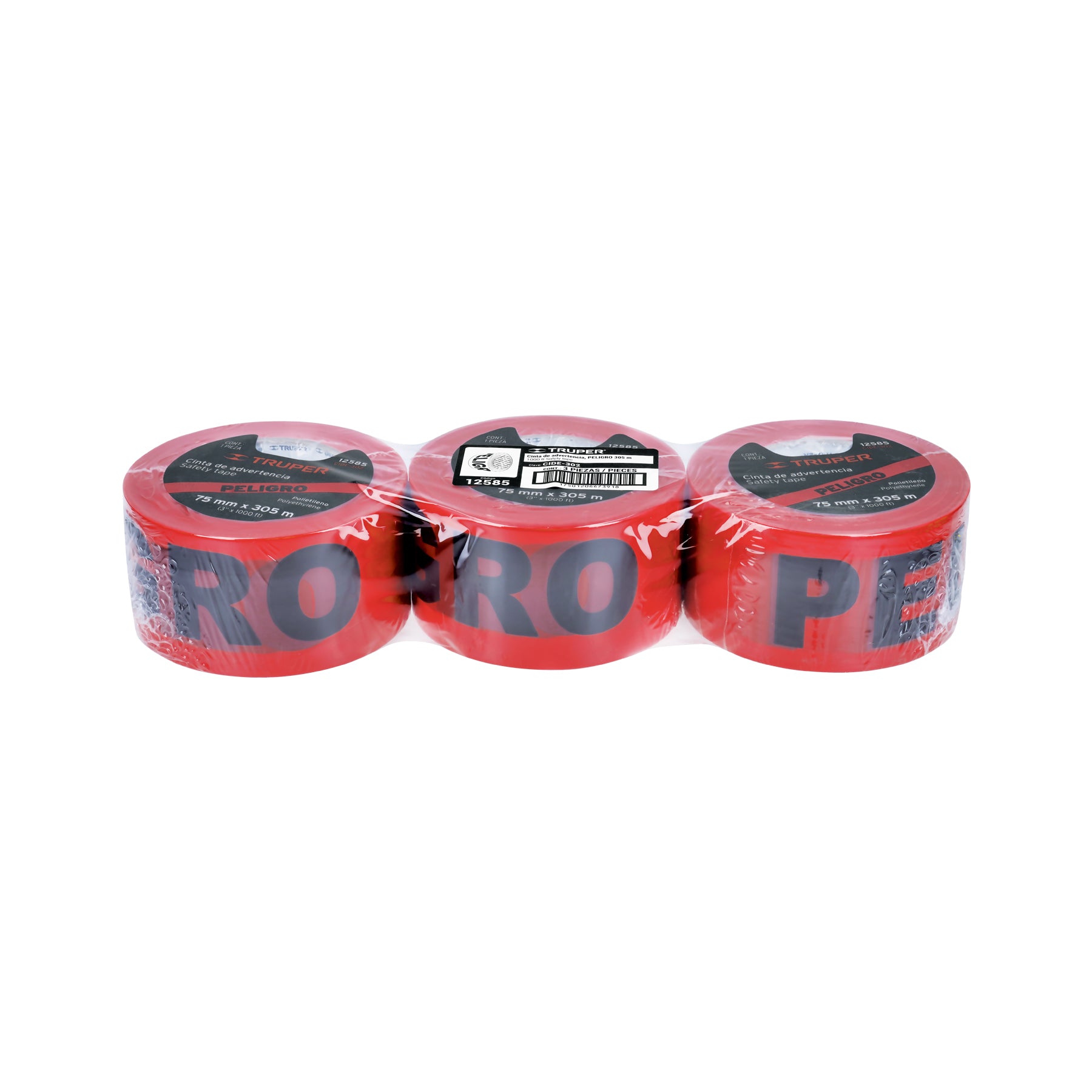CINTA "PELIGRO" TRUPER PLAST.ROLLO 304 MT # CIDE-302 (BAN-PEL1000) (12585)