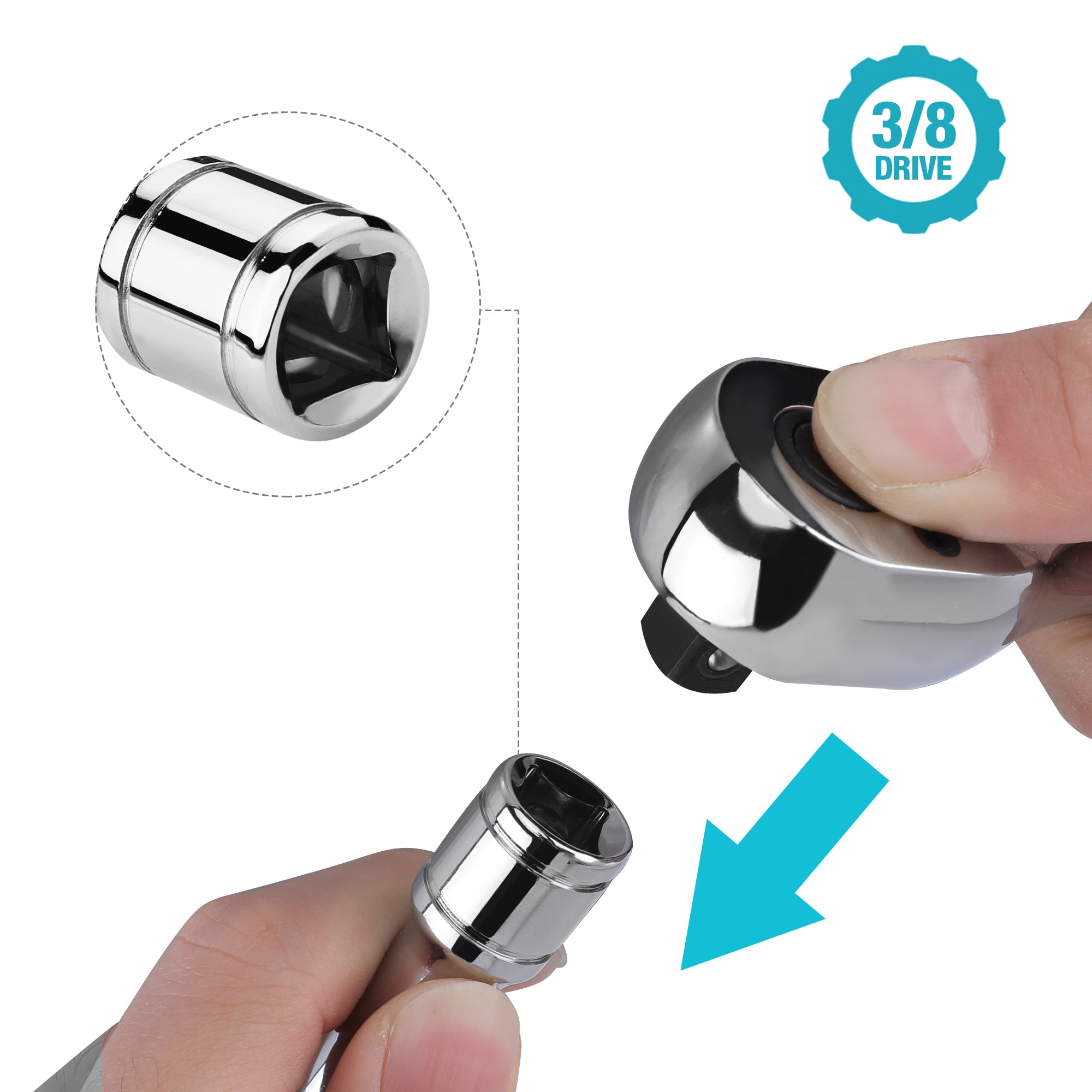 Set de dados cardánicos para bujías 3/8" manéticos 3 piezas Duratech