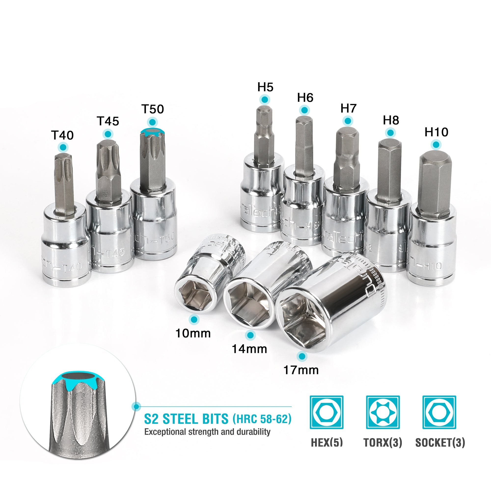 Set llave de torque 3/8" 27.1-135.6Nm 12 piezas Duratech