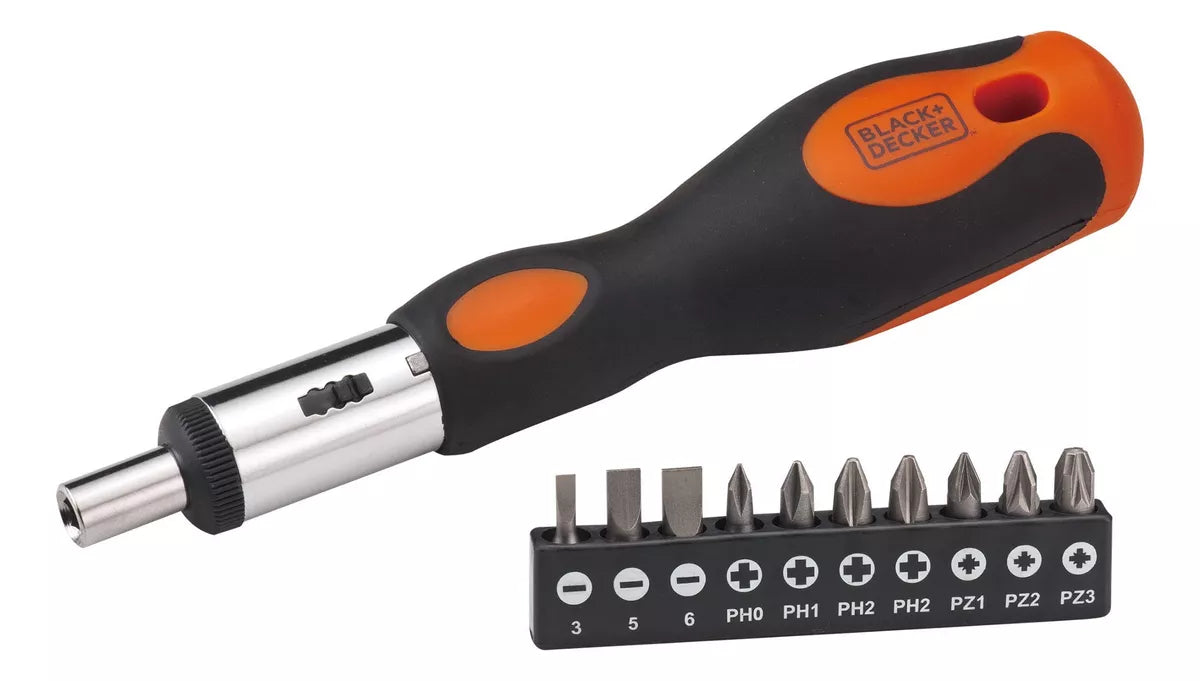 Set destornillador de chicharra 10 puntas intercambiables Black Decker