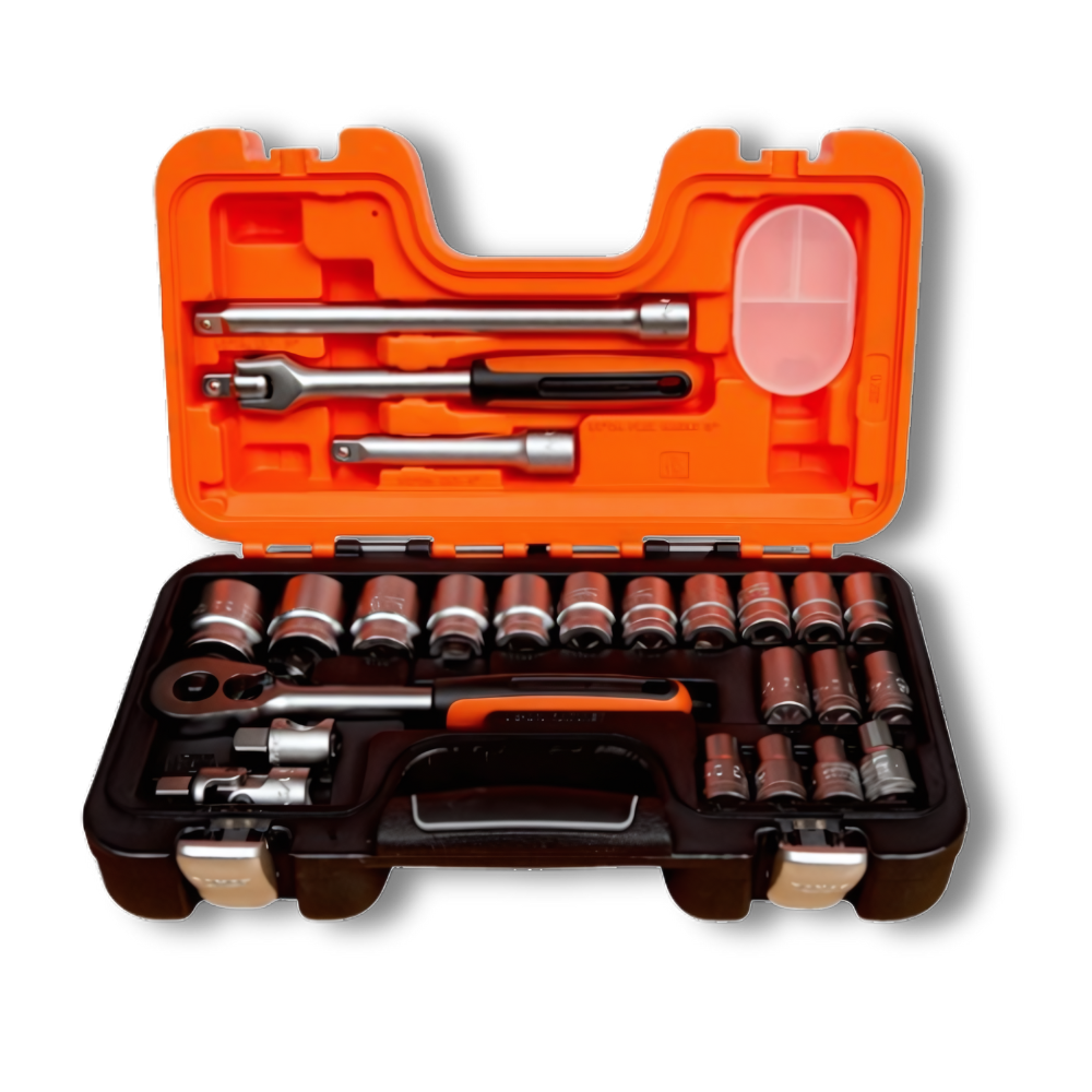 Kit dados hexagonales 1/2" con chicharra + llave de torque 1000Nm 25 piezas Bahco