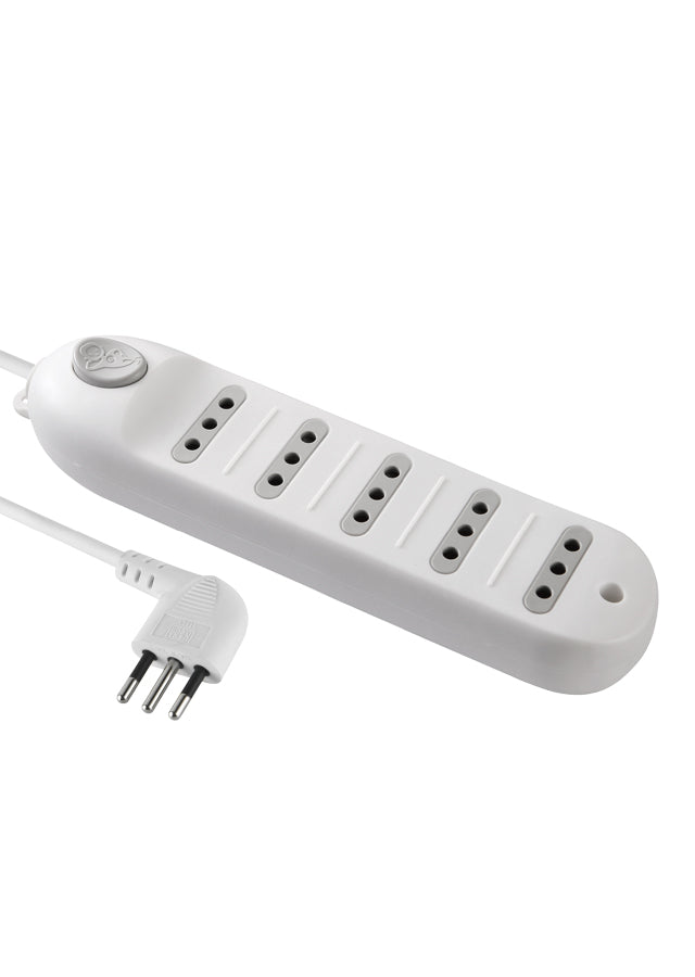 Alargador 5 tomas 3 metros, c/switch Blanco