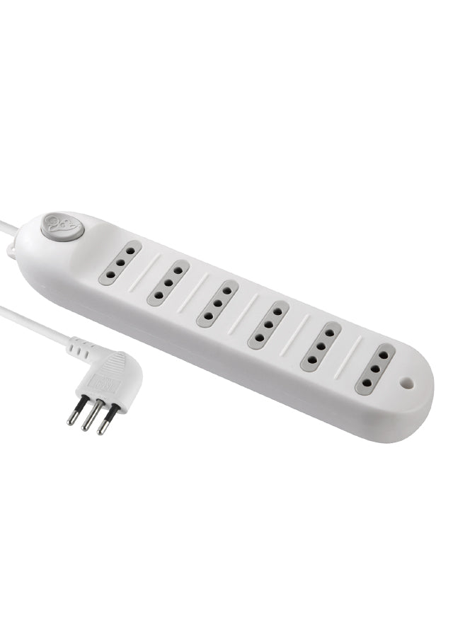 Alargador 6 tomas 3 metros, c/switch Blanco