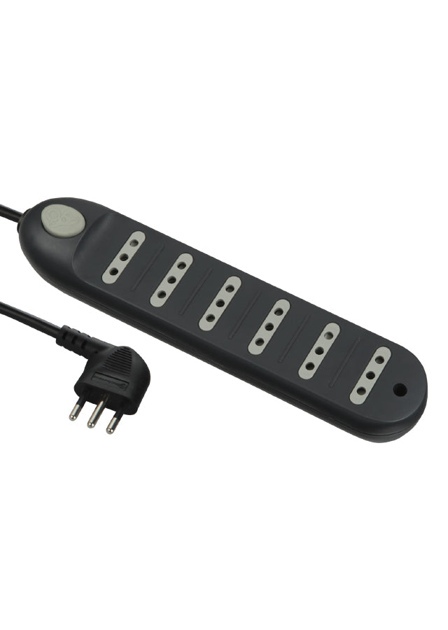 Alargador 6 tomas 3 metros, c/switch Negro