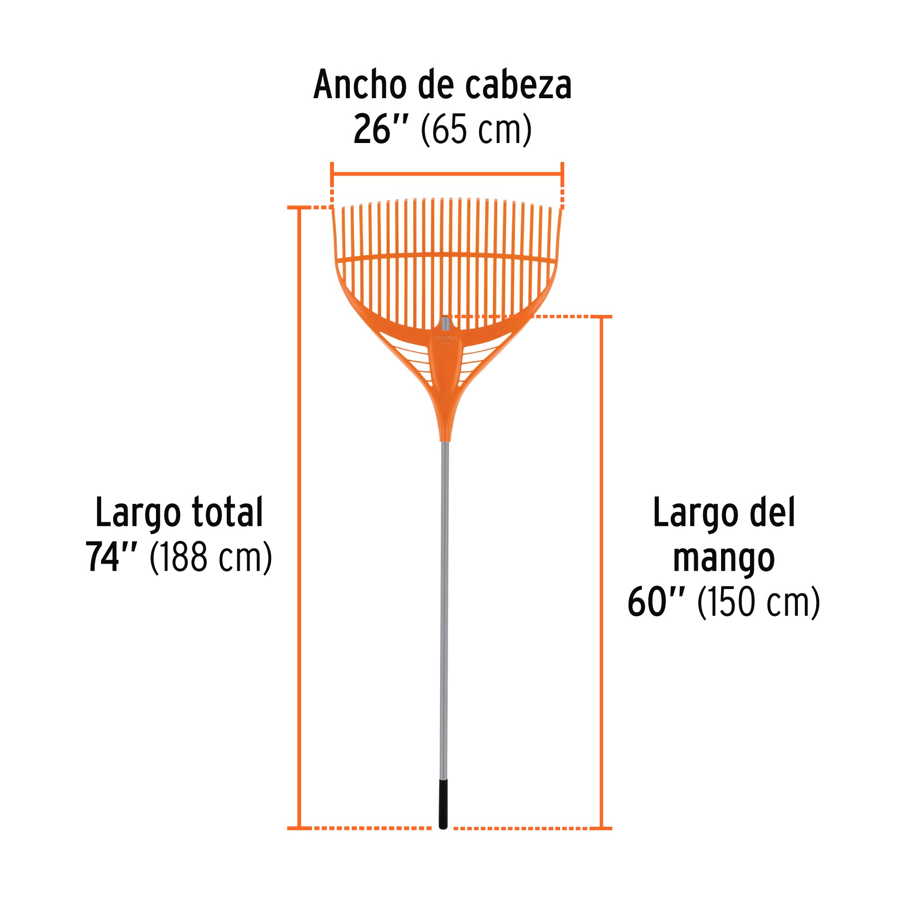 RASTRILLO BARRE HOJAS TRUPER 26 DIENTES CON MANGO ACERO # EP-26X (19881)