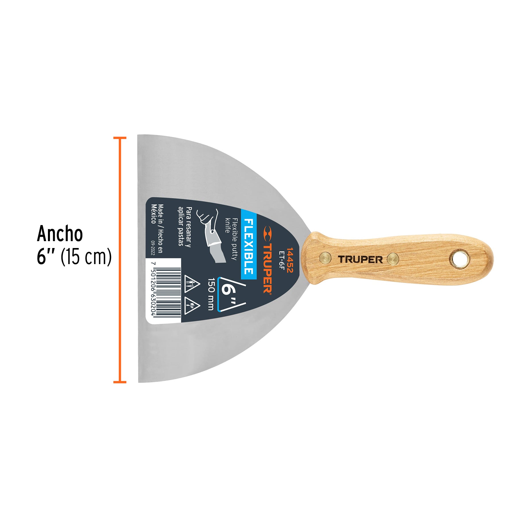 ESPATULA ACERO FLEXIBLE TRUPER 6" M/MADERA # ET-6F (14452)