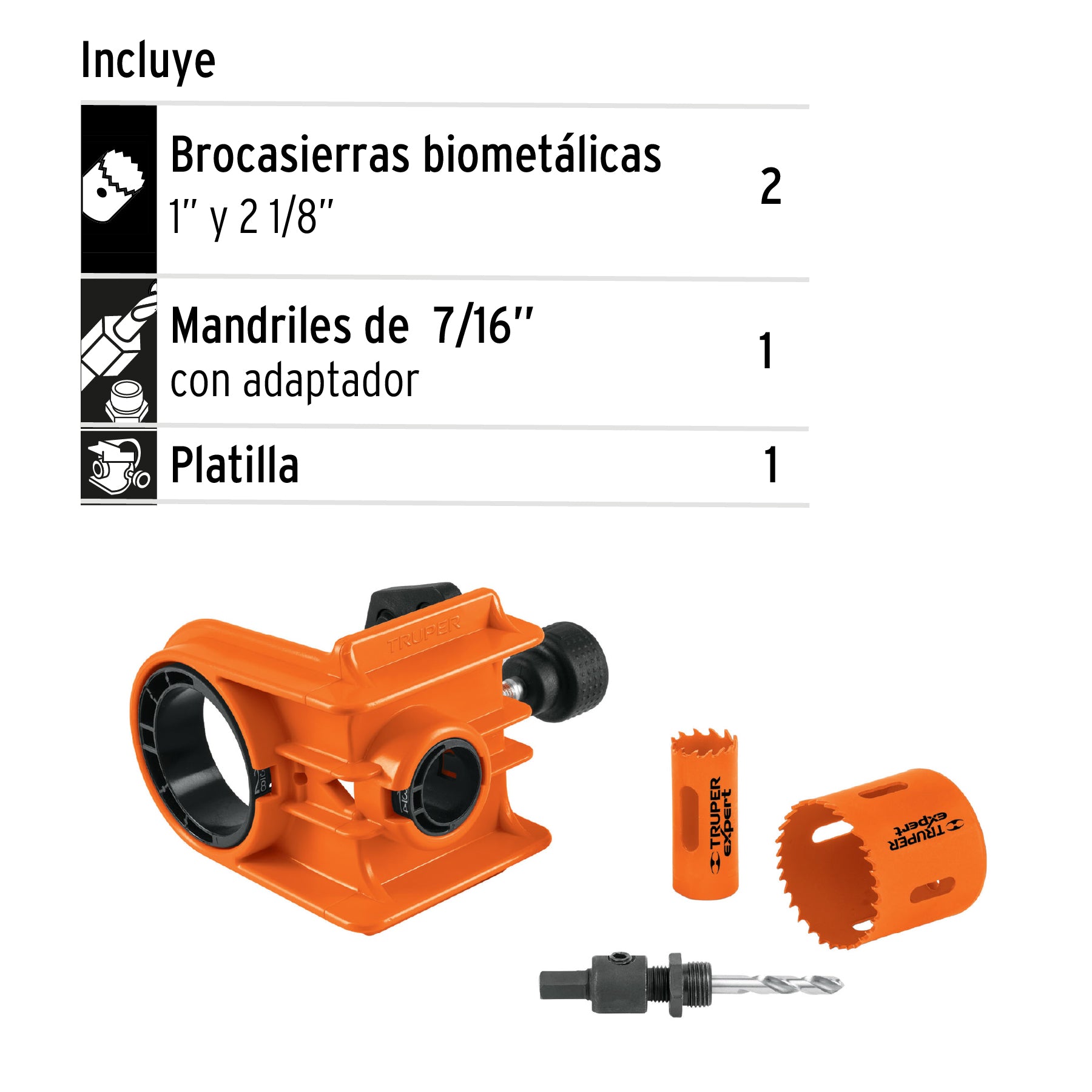 SIERRA COPA TRUPER BIMETALICA 4 PIEZAS P/INSTALAR CERRADURAS # KITB-4X C/PLANTILLA (11877)