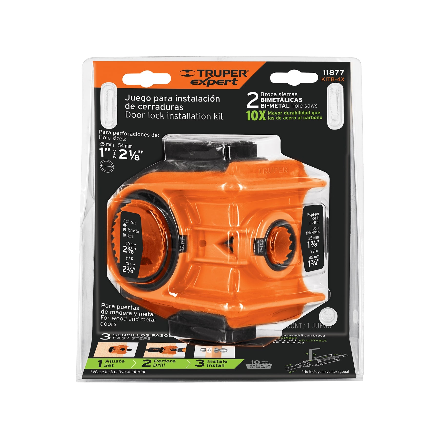 SIERRA COPA TRUPER BIMETALICA 4 PIEZAS P/INSTALAR CERRADURAS # KITB-4X C/PLANTILLA (11877)