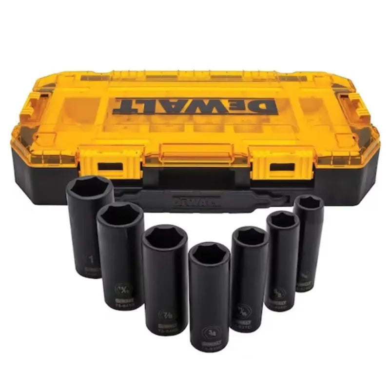 1/2 SET DADOS DE IMPACTO LARGOS 6 PT - 7 PIEZAS SAE 9/16, 5/8, 11/16, 3/4, 7/8, 15/16, 1
