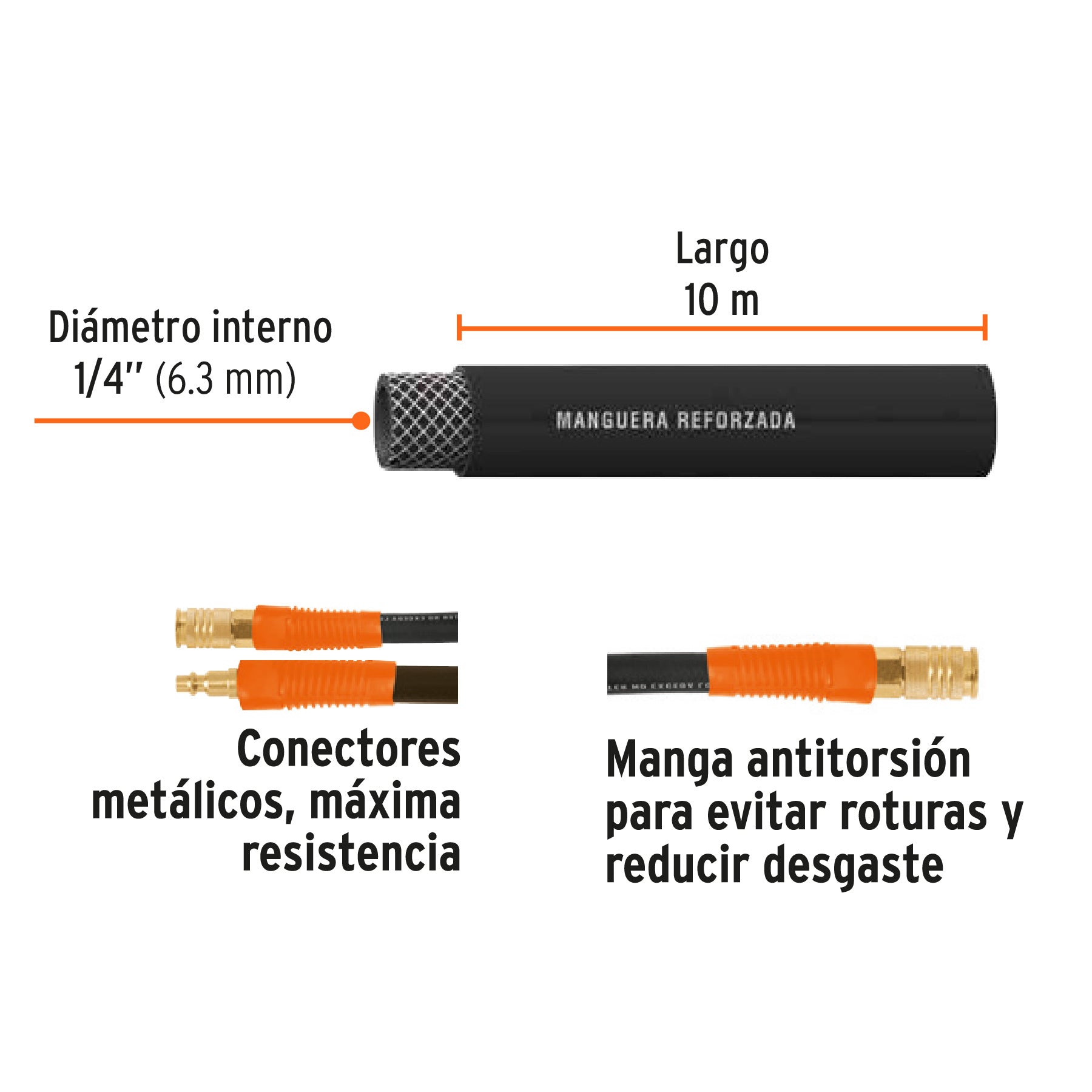 MANGUERA DE HULE TRUPER P/COMPRESOR 10 MTS. # MAN-AP-10-1/4 (17080)