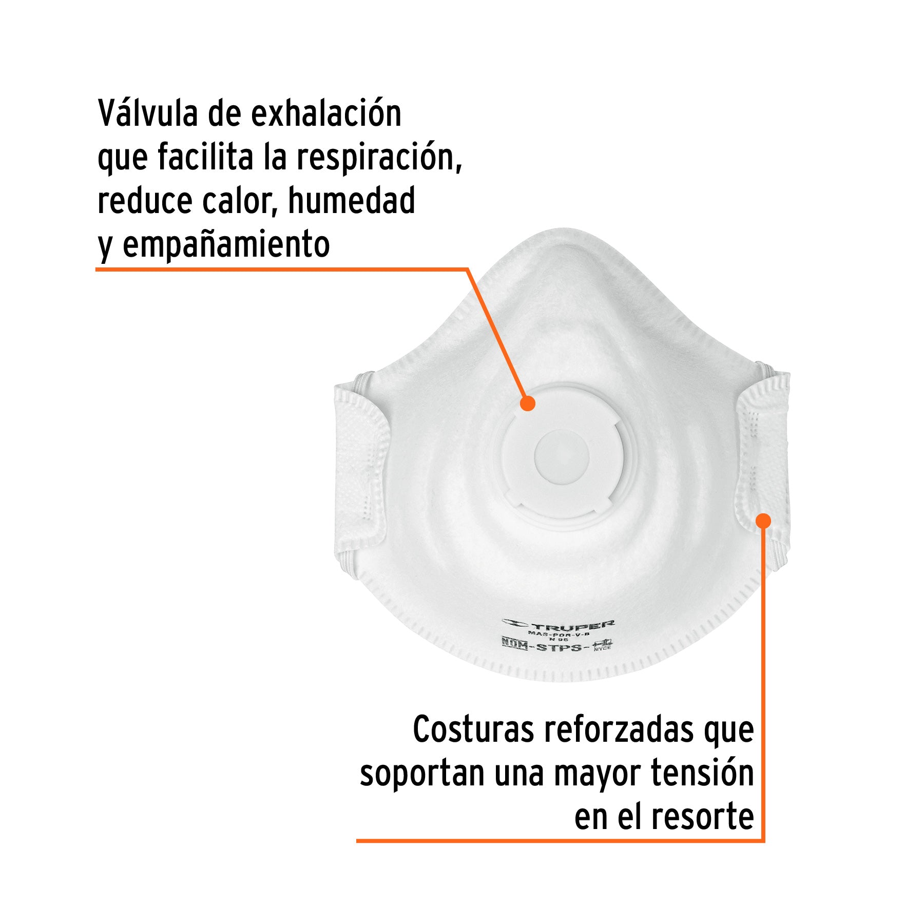 RESPIRADOR TRUPER C/ VALVULA P/POLVO Y PARTICULAS # MAS-POR-V-B (19757)