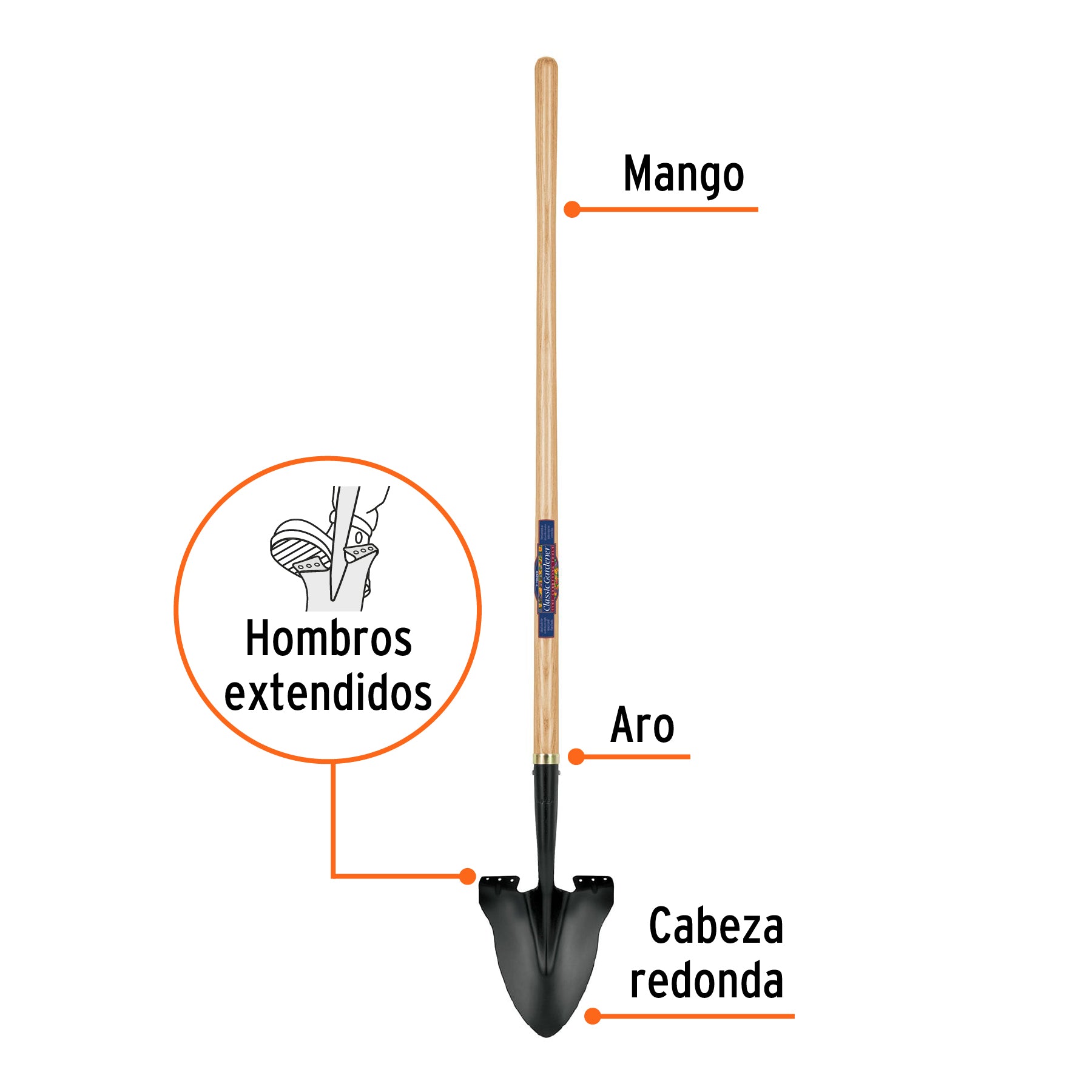PALA TRUPER REDONDA ACERO CARBONO C/MANGO MADERA 45" #PRL-CG (17204)
