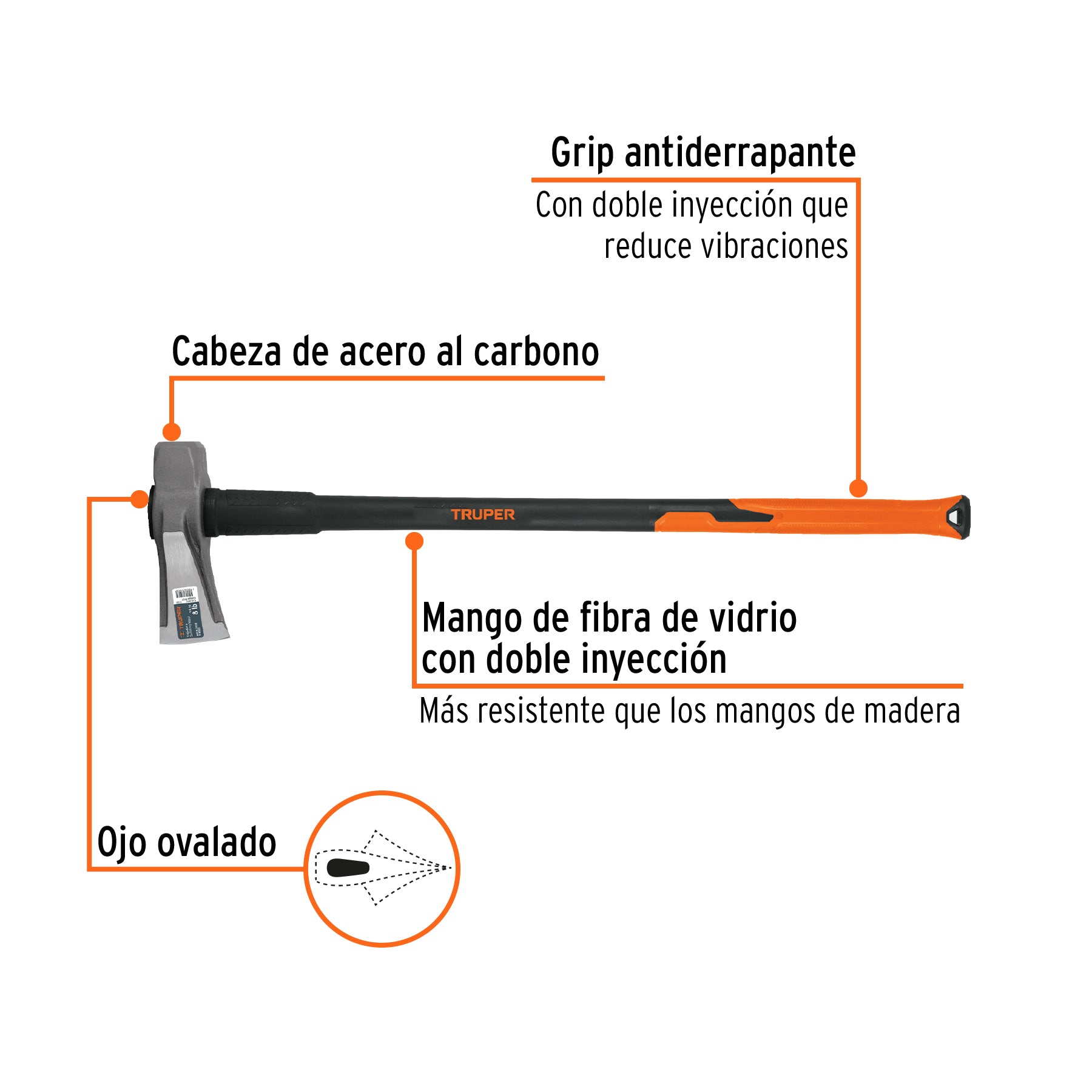 HACHA TRUPER M/FIBRA DE VIDRIO 8 LBS. # TJR-8FX (11137)