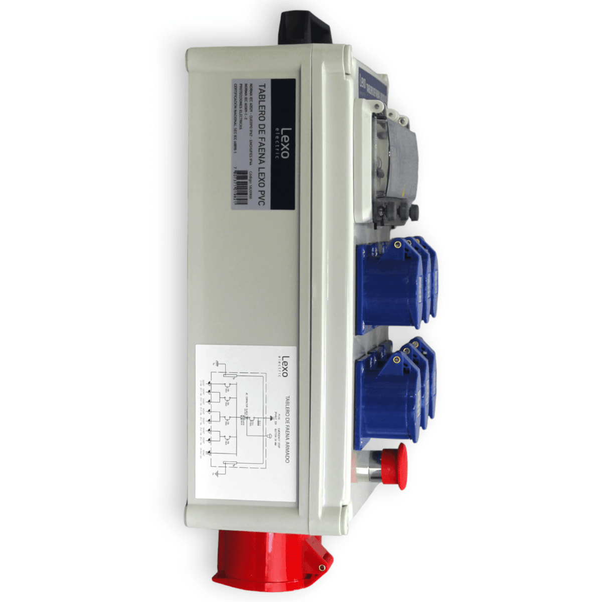 Tablero metálico industrial de faena con parada emergencia 380V/220VAC