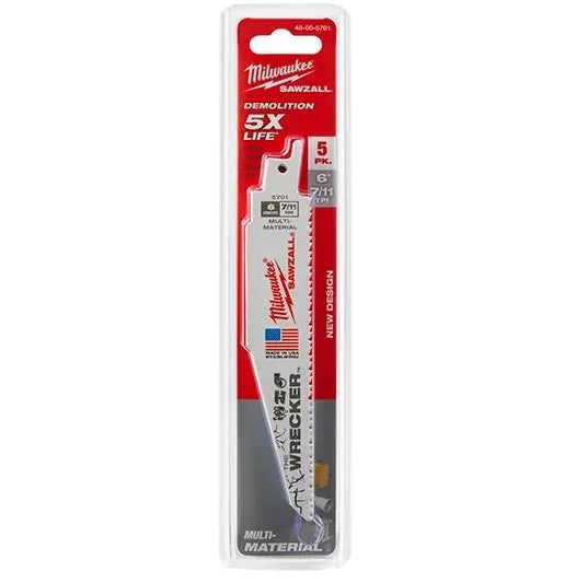 Jgo hojas sierra sable 12" 5 piezas 7/11 dpp wrecker (MILWAUKEE0046) - MILWAUKEE