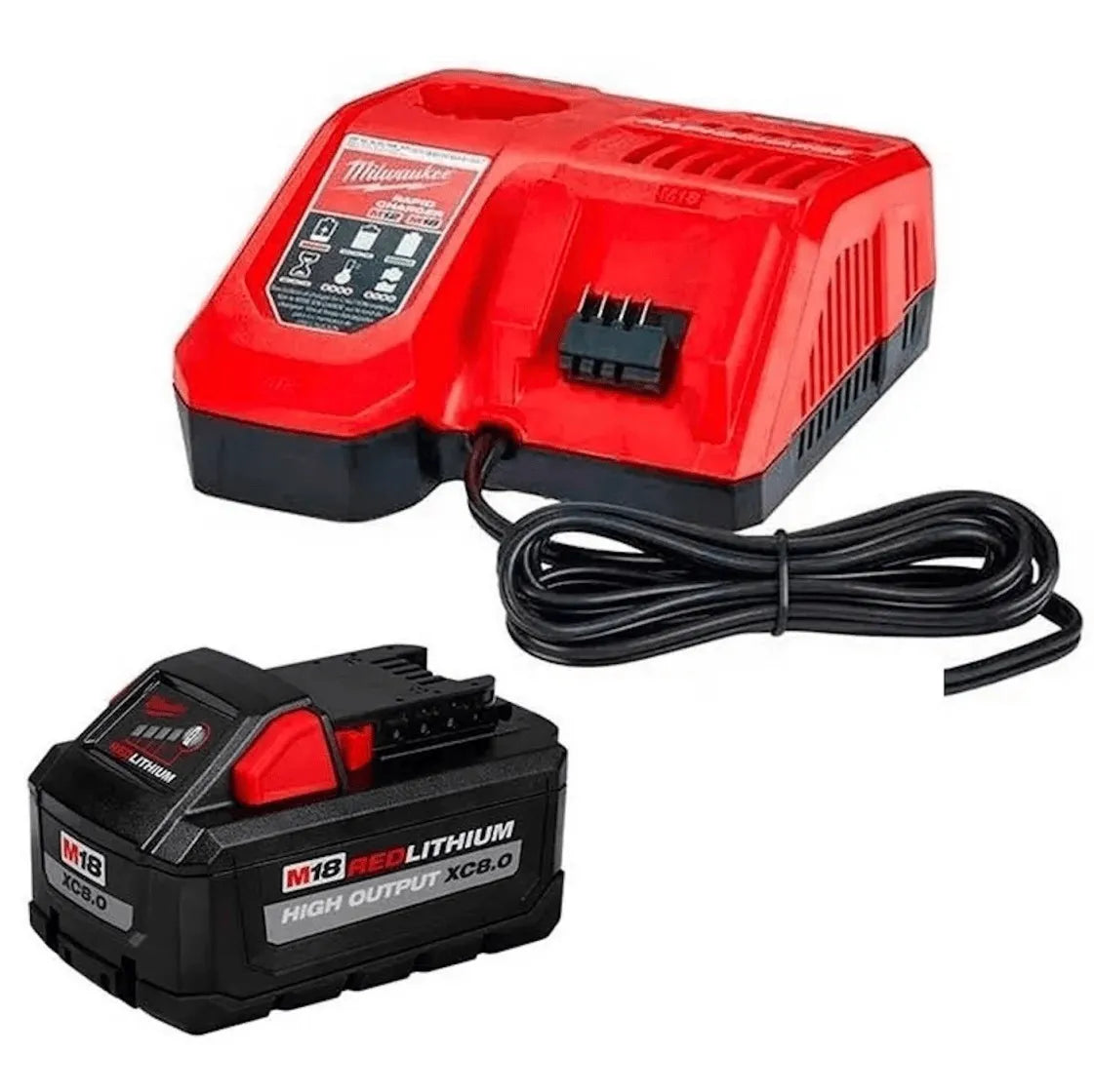 Kit starter cargador rapido y bateria m18 redlithium ho 8,0ah (MILWAUKEE0124) - MILWAUKEE