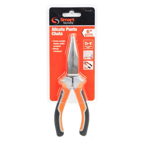Alicate punta plana de 6" cr/v (6101060) - SMARTTOOLS