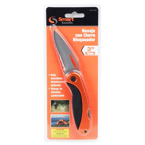 Cuchillo con traba trasera 3" t/electricista (6101380) - SMARTTOOLS