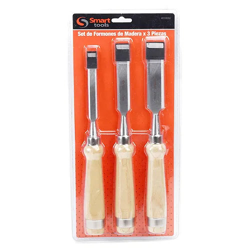 Jgo. formones de 3 pzs. m/madera (6103550) - SMARTTOOLS
