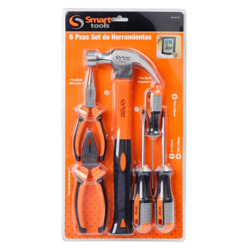 Jgo. herramientas 6 pzs. c/alicate media caña (6104122) - SMARTTOOLS