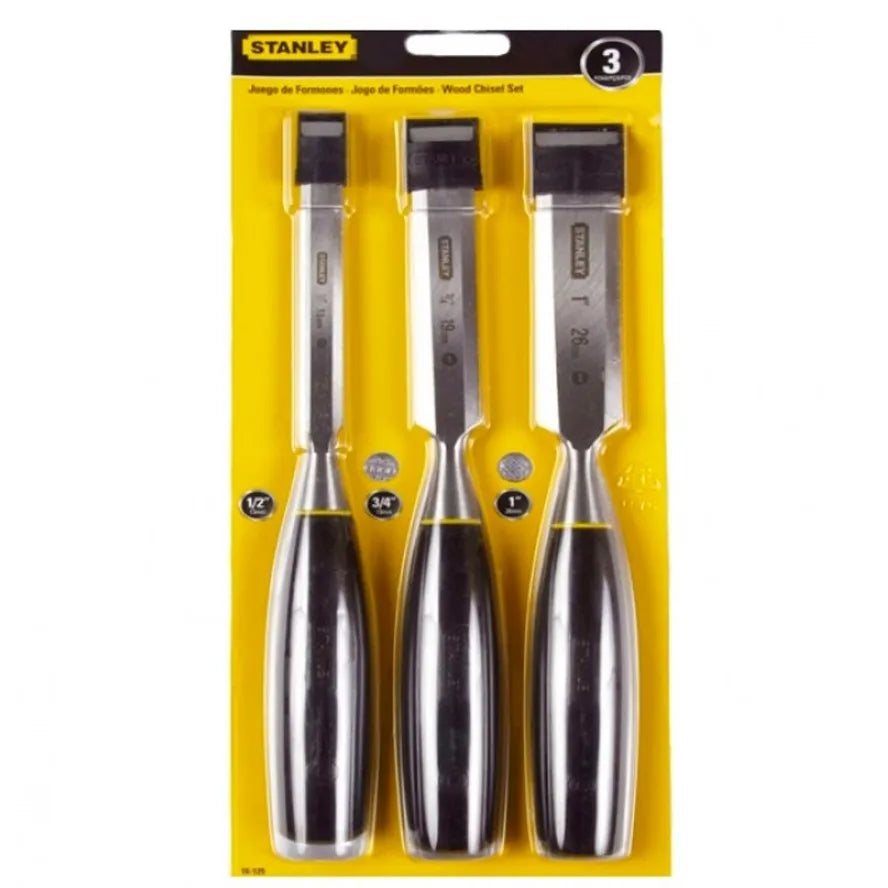Jgo. 3 formones de 1/2"-3/4" y 1" (16-125la) - STANLEY