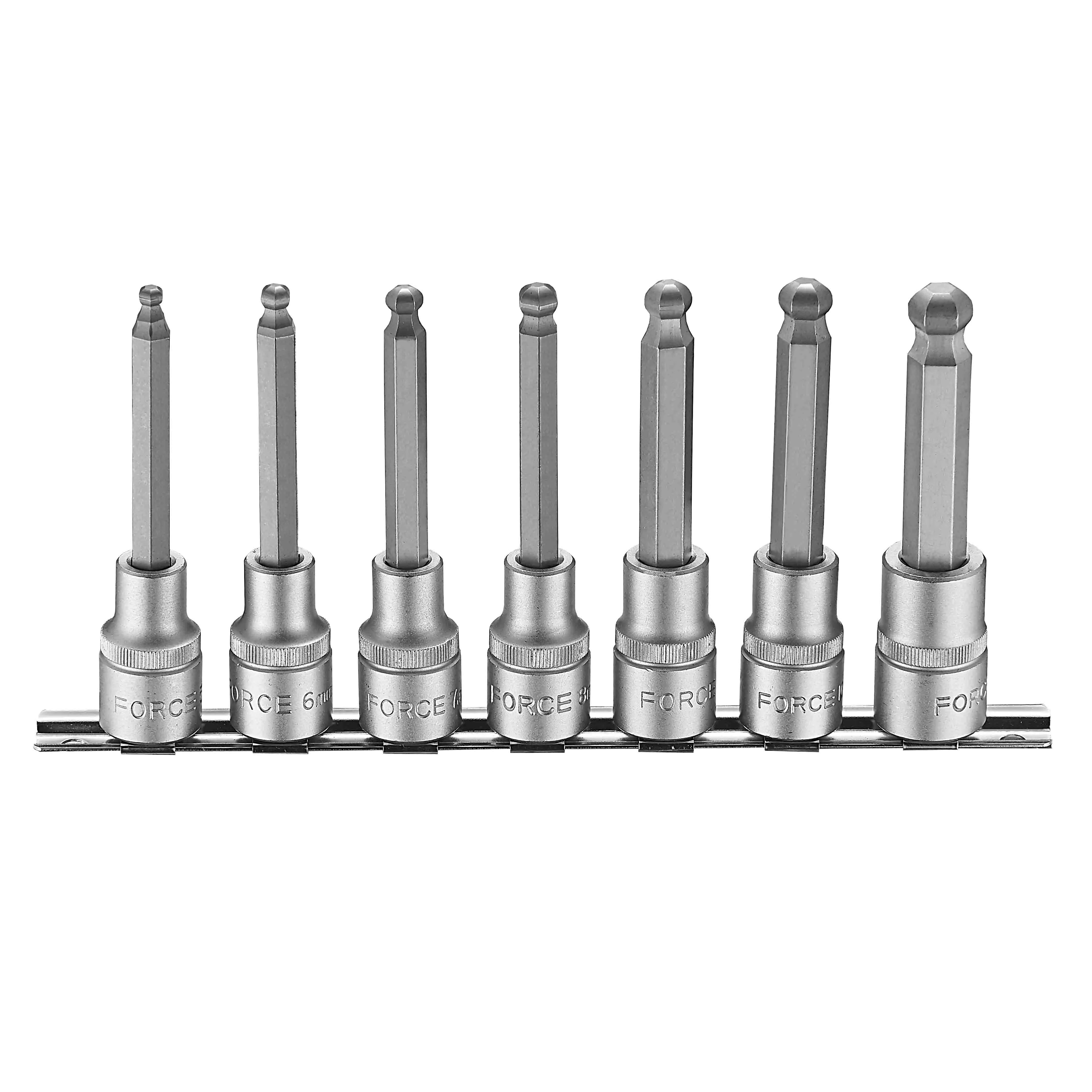 Jgo. dados allen 5-12 mm. 7 pzas. l/bola (4076) - FORCE