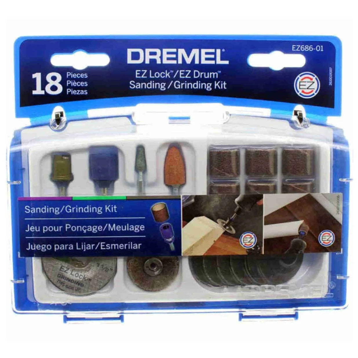 Kit 18 accs. p/lijar y esmerilar easy lock (e686) - DREMEL