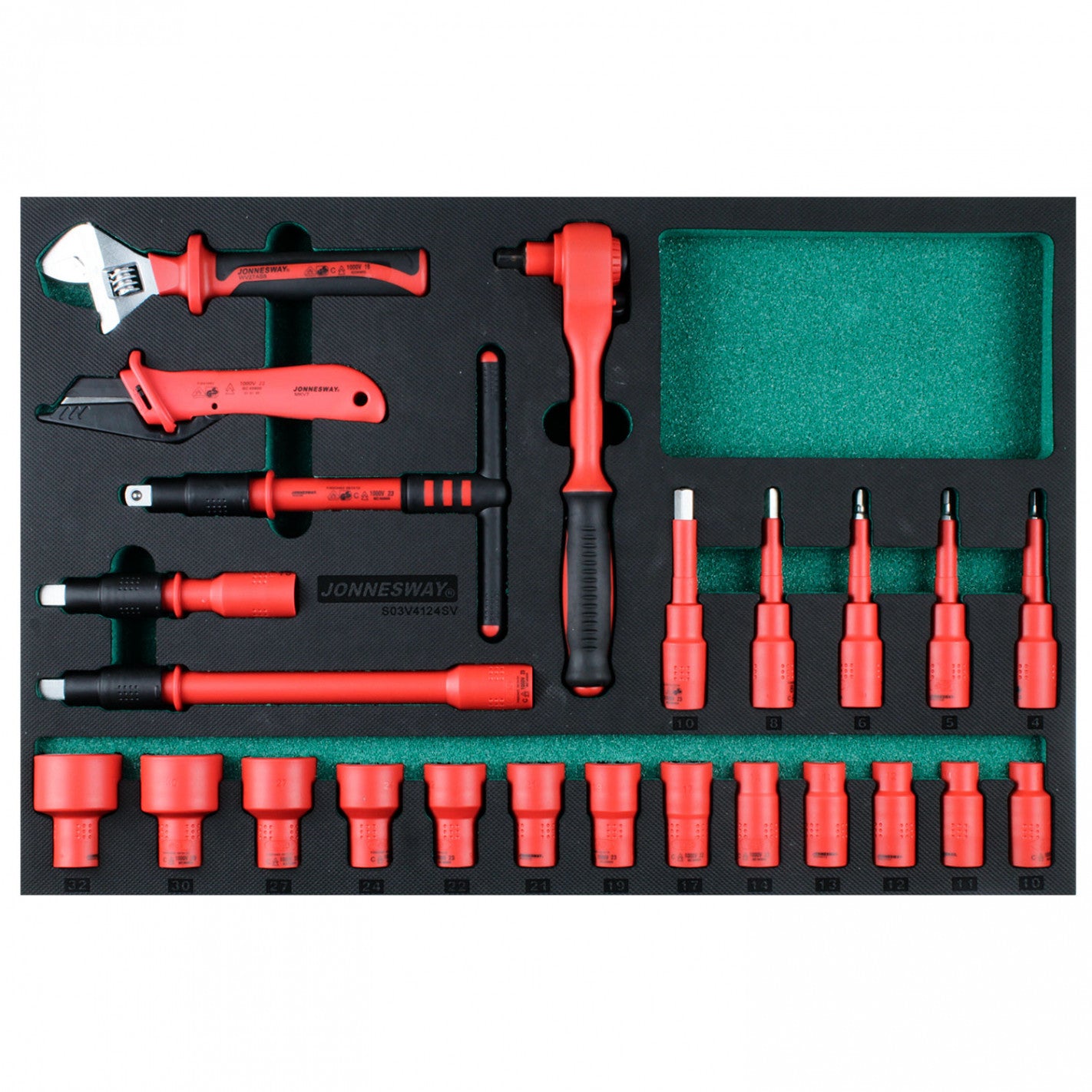BANDEJA 24 DADOS AISLADOS 1/2" 1000V (S03V4124SV) - JONNESWAY