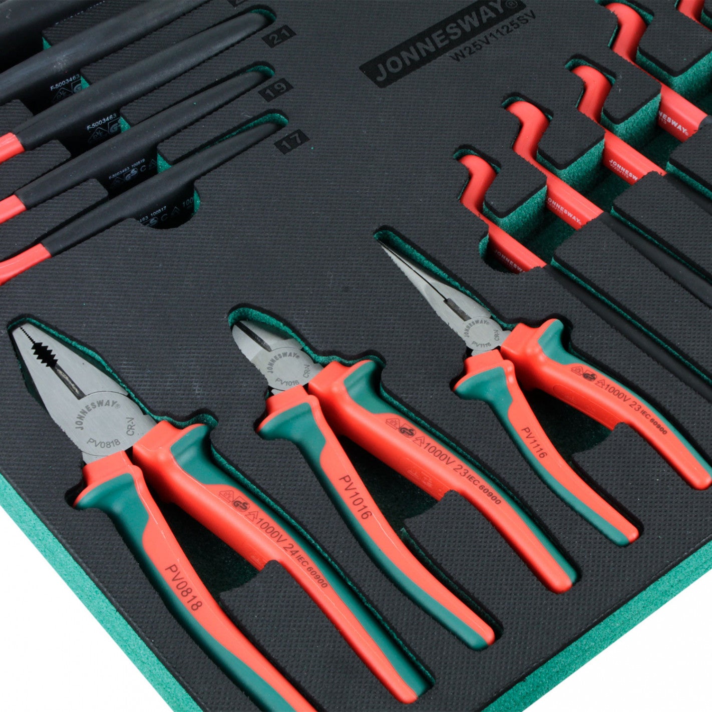 BANDEJA 25 ALICATES Y LLAVES AISLADOS W25V11 1000V VDE - JONNESWAY