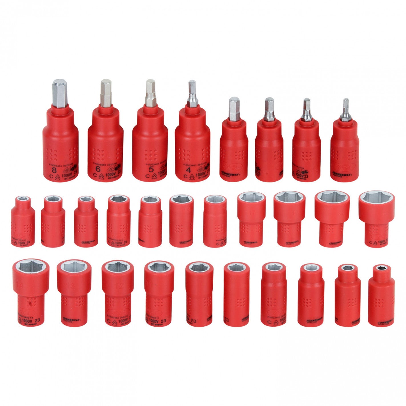 BANDEJA 36 DADOS AISLADOS 1/4y 3/8 S03V3136 1000V VDE - JONNESWAY