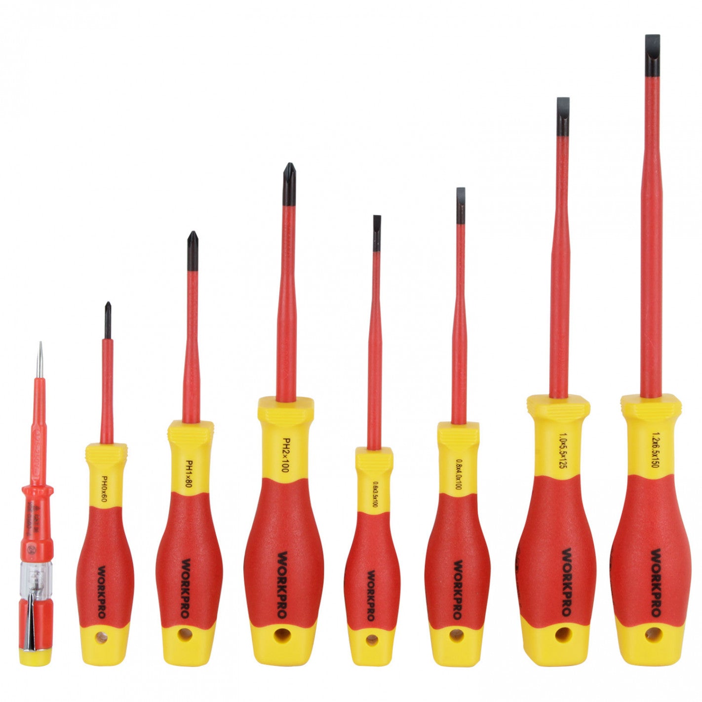 BANDEJA JUEGO DESTORNILLADORES AISLADOS DE 8 PIEZA 1000V VDE - WORKPRO