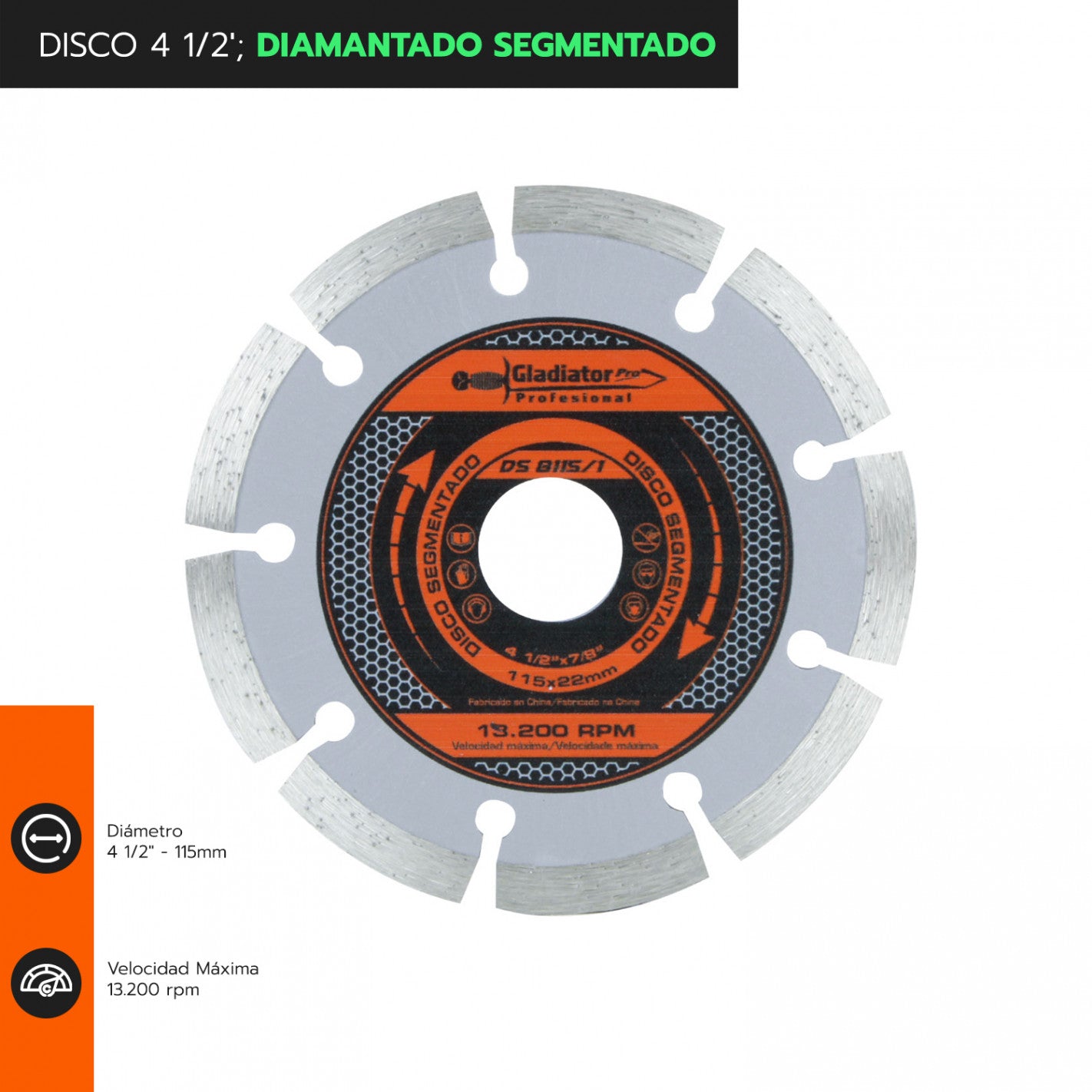 DISCO 4 1/2" DIAMANTADO SEGMENTADO DS8115/1