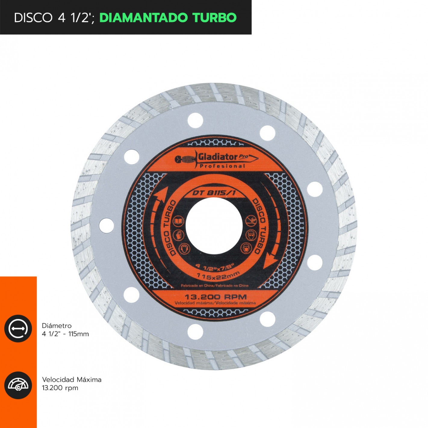 DISCO 4 1/2" DIAMANTADO TURBO DT8115/1
