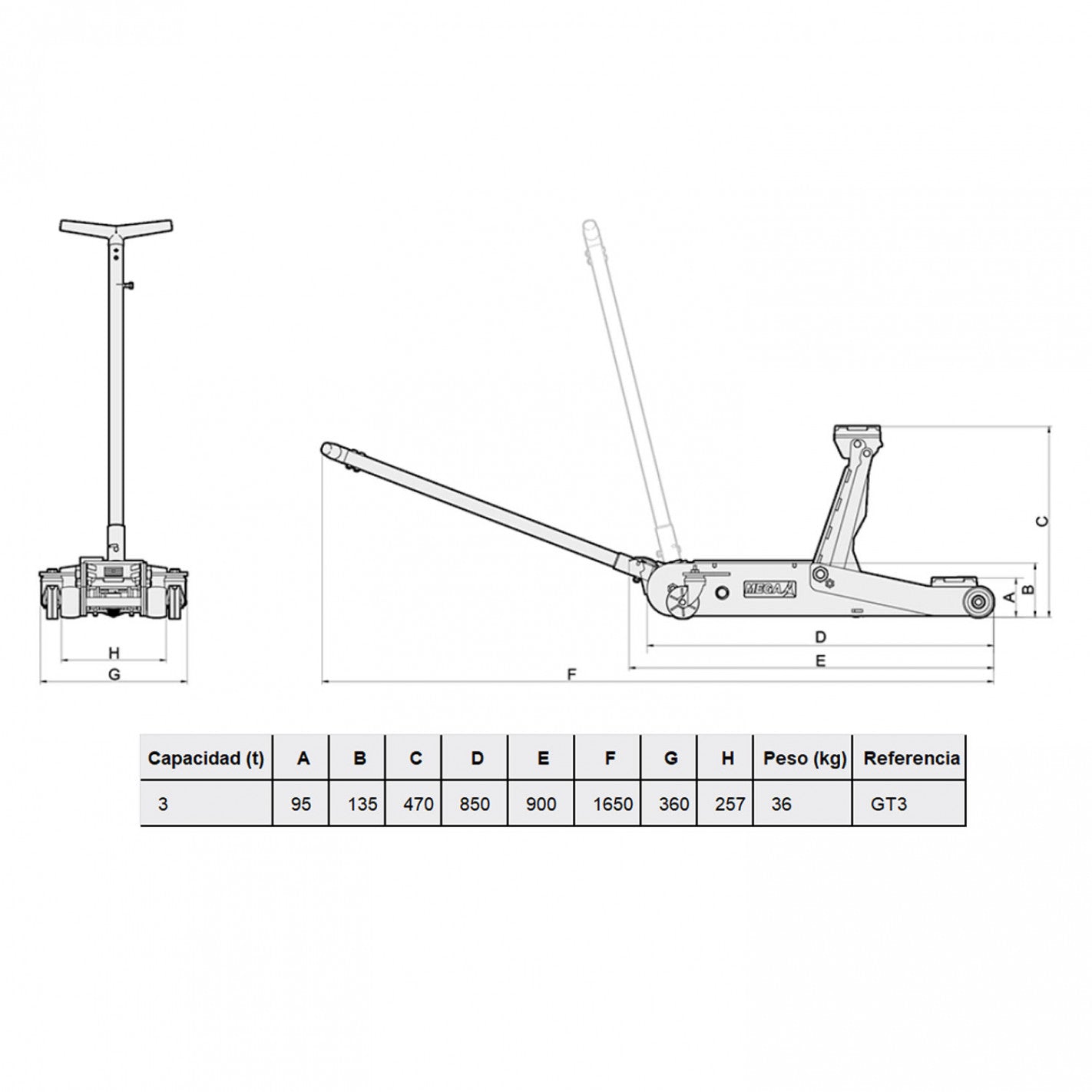 GATA CAIMÁN HIDRÁULICA 3 TONELADAS GT3