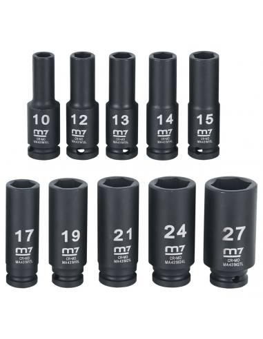 JUEGO DADOS IMPACTO LARGOS 1/2 10 PIEZAS MB45010M - MIGHTY SEVEN M7