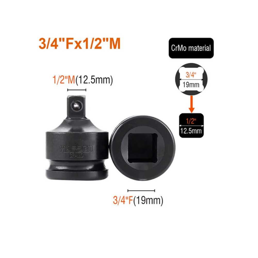 Set de adaptadores de Impacto 1/2" 8 Piezas Harden