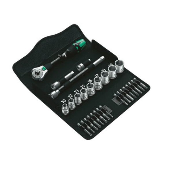 Set de dados con chicharra 3/8" Zyklop Speed 8100 SB 29 piezas Wera